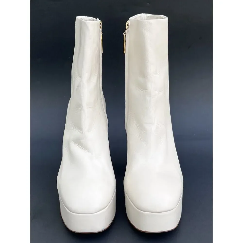 Larroudé Dolly Platform High Heel Booties Ivory Women's Size 9.5 US
